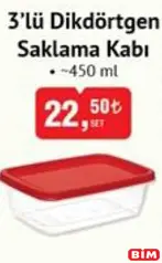 3’LÜ DİKDÖRTGEN SAKLAMA KABI 450 ML